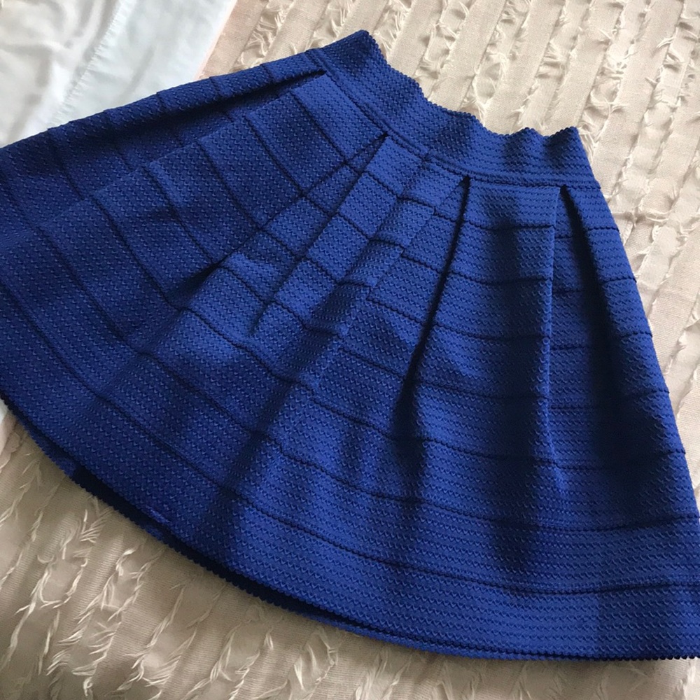 Blue Structured Pleated Skirt - image 1